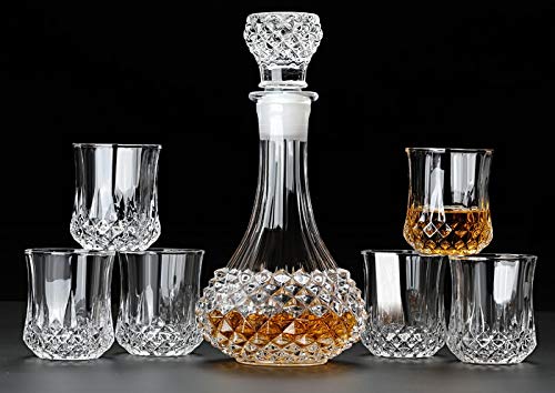 European Crystal Clear 7 Pcs Decanter & Glasses Set