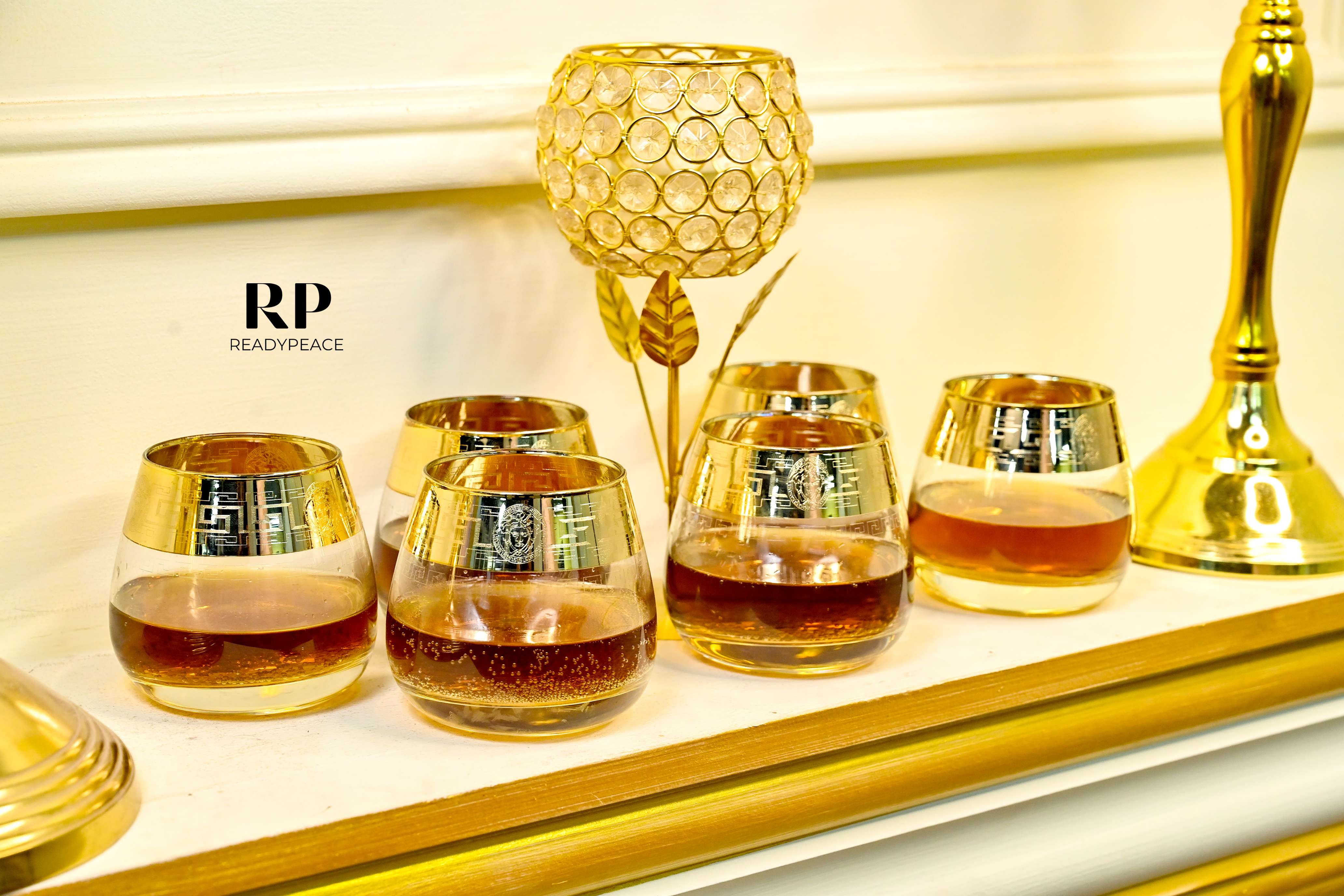 Royal Cuba Gold Plated Crystal Glasses (Set of 6)