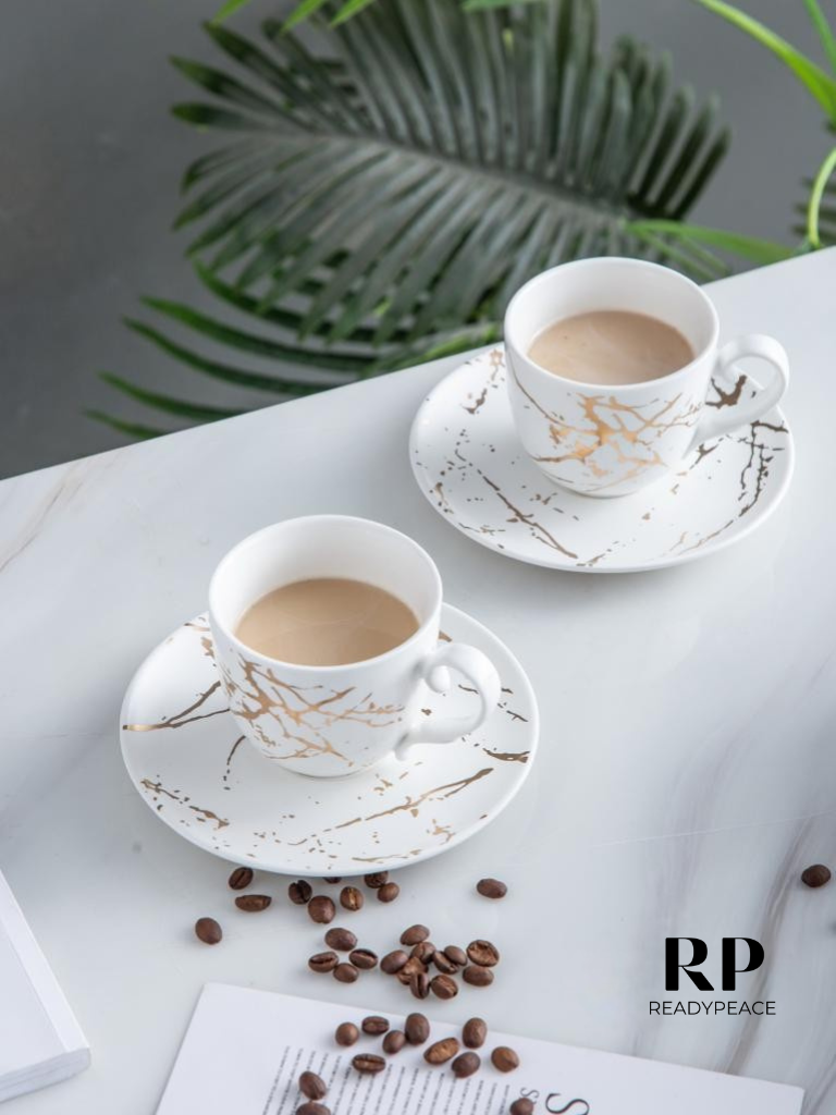 Luxury Matte Italian Cup & Saucer Set of 6