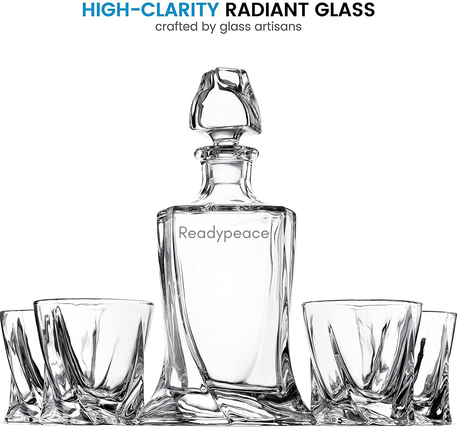 The Epic Twist 7 Pcs Crystal Decanter Set with Glasses