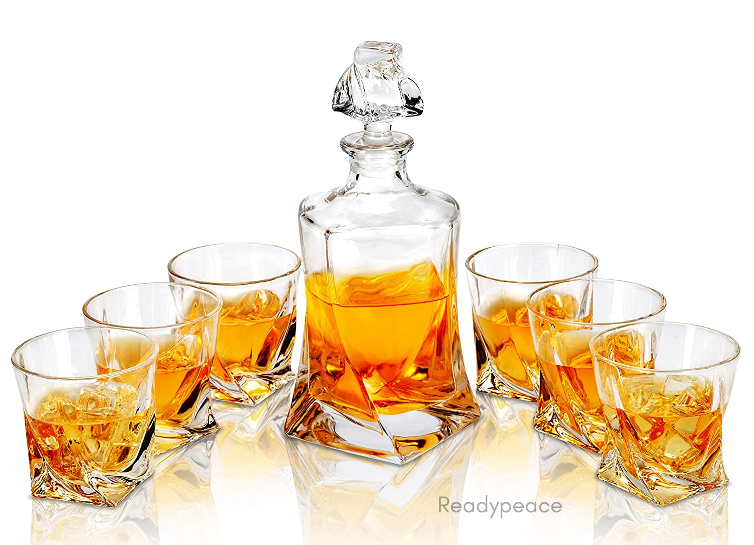 The Epic Twist 7 Pcs Crystal Decanter Set with Glasses