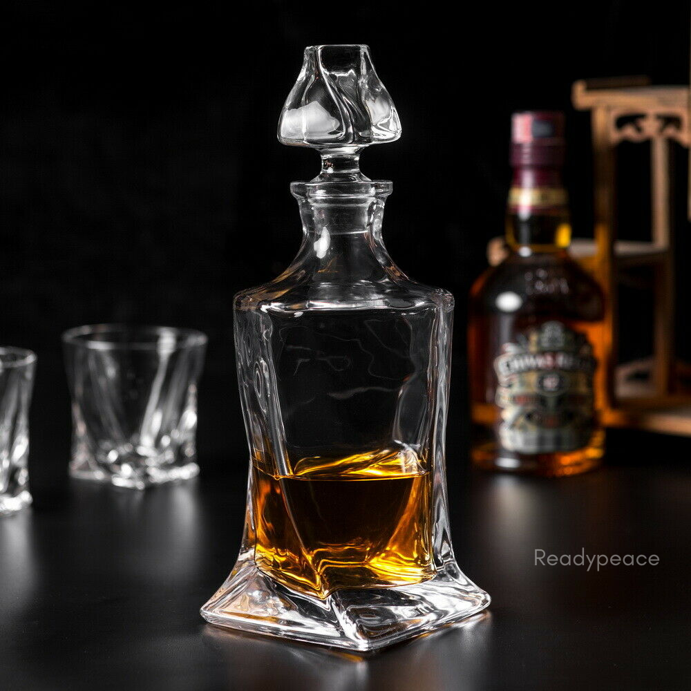 The Epic Twist 7 Pcs Crystal Decanter Set with Glasses